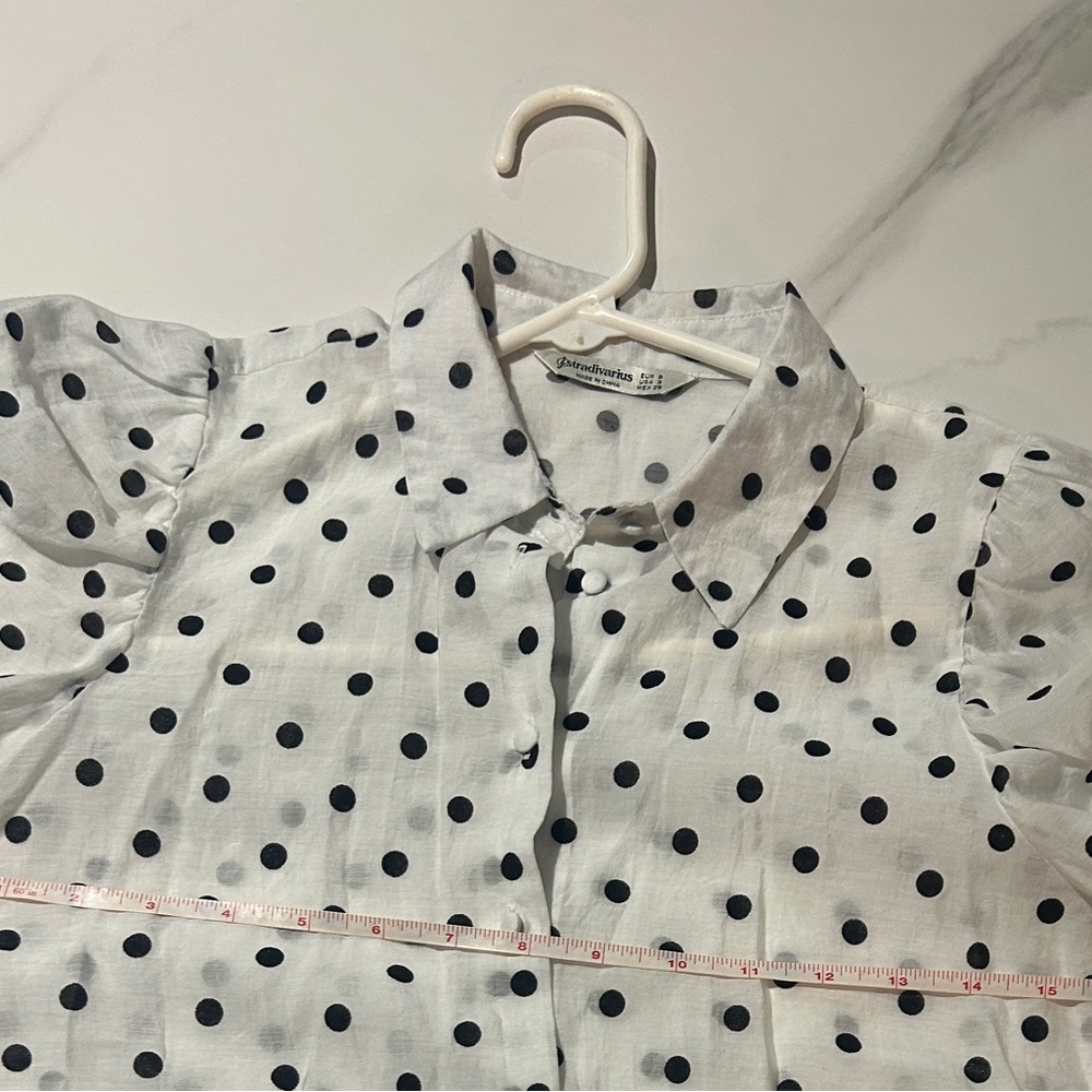 Stradivarius Black and White Polka Dot Shirt - Picture 6 of 7